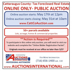 Cattaraugus County- Tax Foreclosed Real Estate Auction (ONLINE ONLY EVENT)