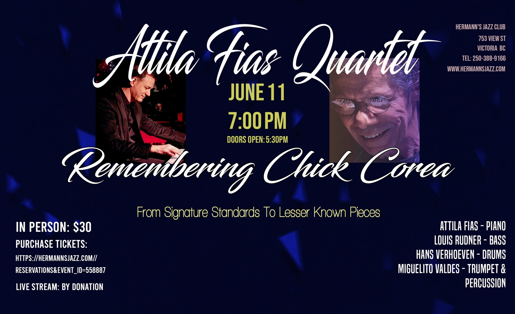 Attila Fias Quartet - Remembering Chick Corea, Victoria, British Columbia, Canada