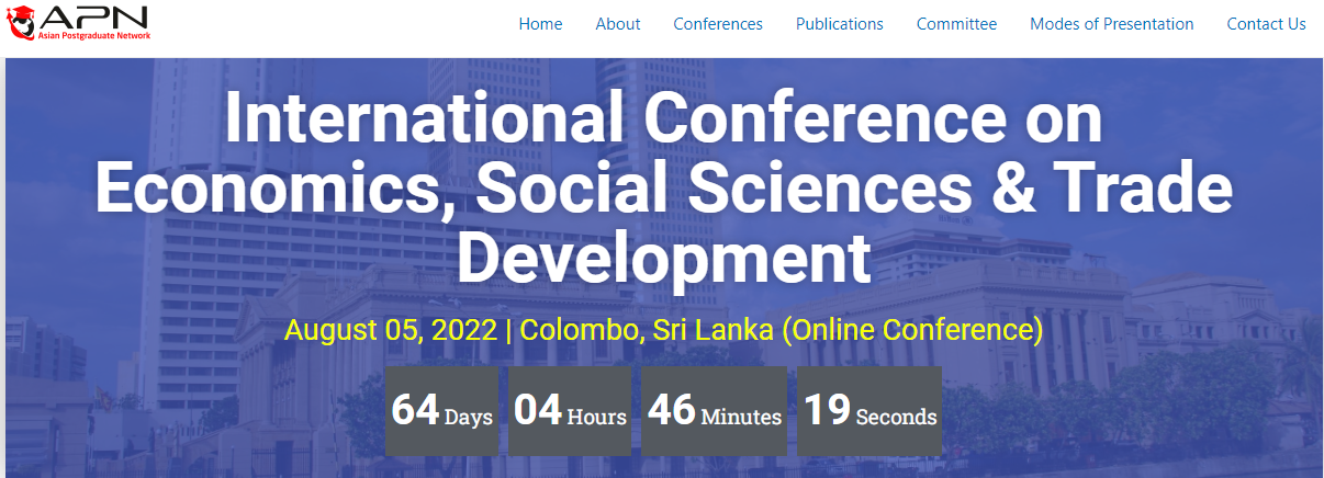 [Virtual] International Conference on Economics, Social Sciences & Trade Development, Online Event