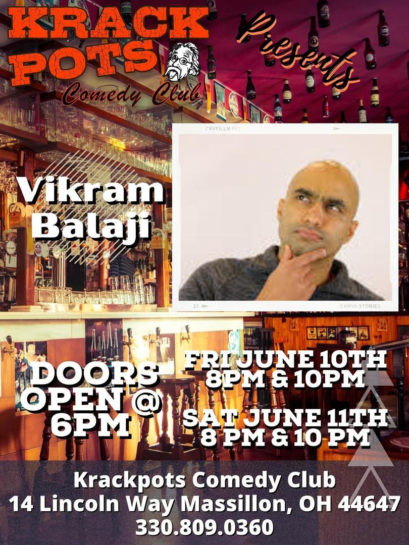 Comedian Virkam Balaji at Krackpots Comedy Club, Massillon, Ohio, United States