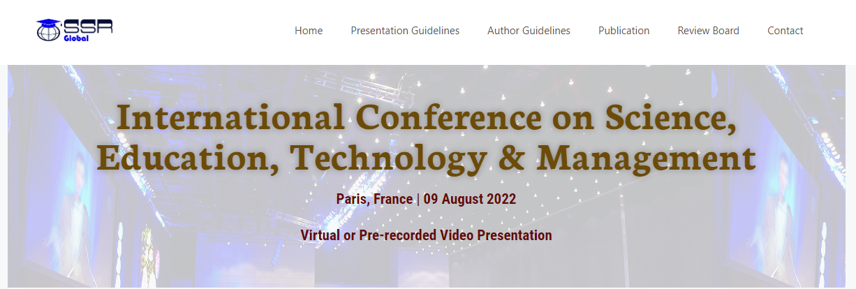 Online International Conference on Science, Education, Technology & Management (ICSETM 2022), Online Event