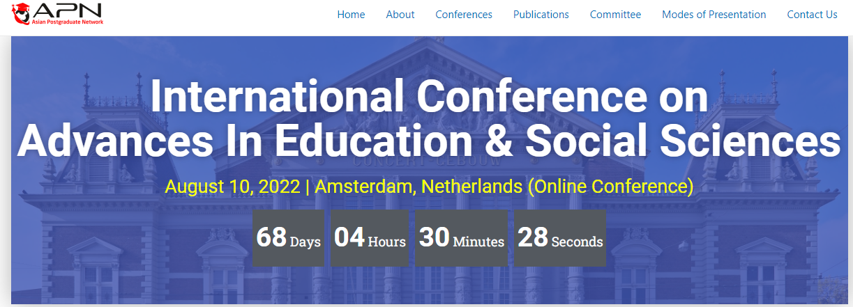 Advances In Education & Social Sciences International Conference Amsterdam (ICAES 2022), Online Event