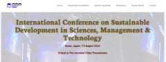 2022 –International Conference on Sustainable Development in Sciences, Management & Technology, 14 August, Kyoto