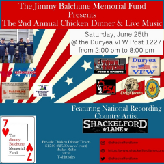 2nd Annual Jimmy Balchune Memorial Fund Chicken Dinner