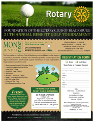 Foundation of the Rotary Club of Blacksburg 21st Annual Benefit Golf Tournament