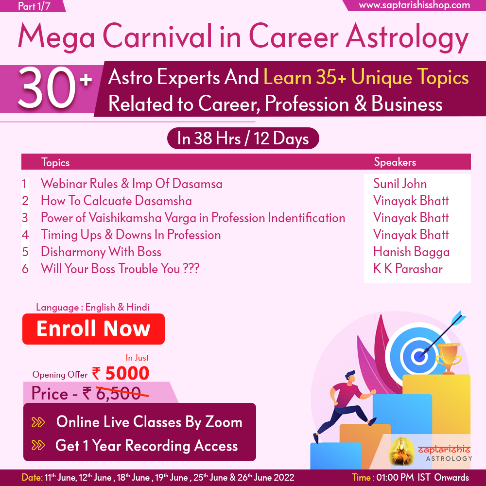 Mega Carnival in Career Astrology 30+Astro Experts And Learn 35+ Unique Topics Related to Career, Online Event