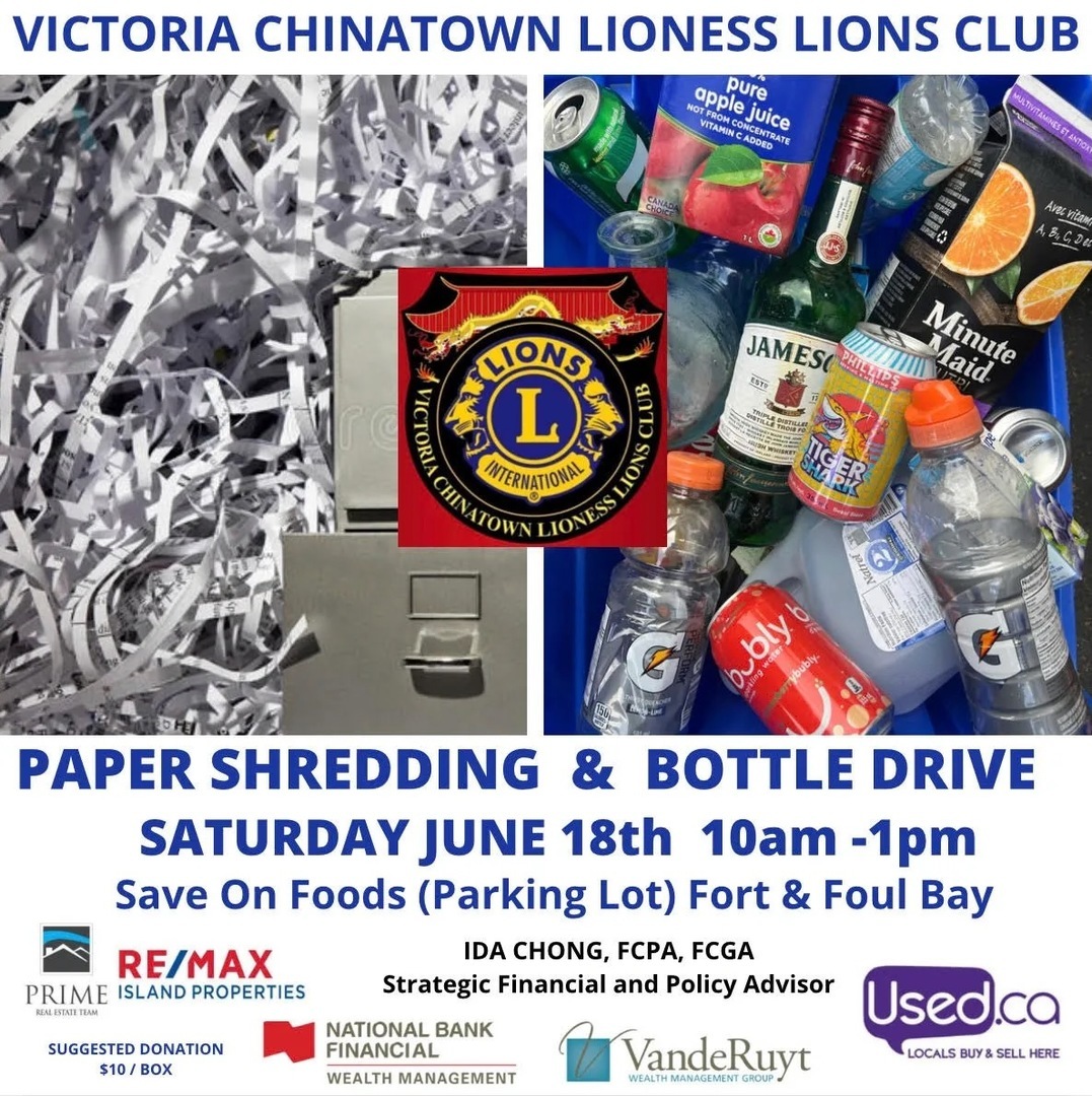 Victoria Chinatown Lioness Lions Club Paper Shredding & Bottle Drive Fundraiser, Victoria, British Columbia, Canada