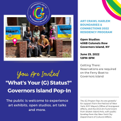 "What's Your (G) Status?" Pop-Ins Returns To ArtCrawl Harlem's Art Residence Saturday, June 25, 2022