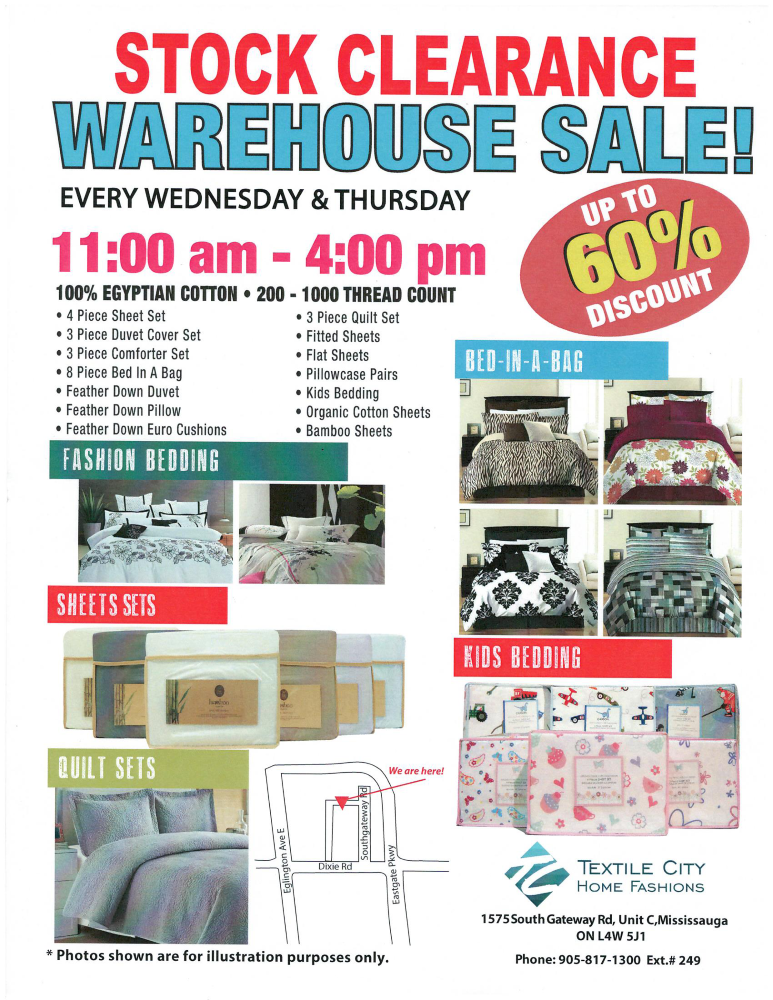 Bedding Warehouse Stock Clearance Sale, Mississauga, Ontario, Canada