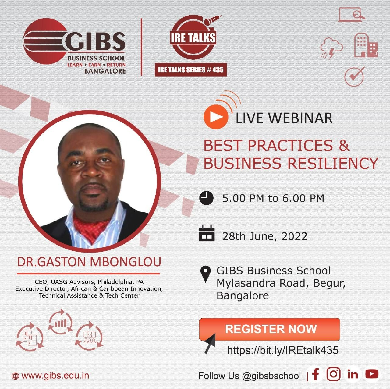 IRE Talks 435 | Best Practices and Business Resiliency | Webinar Session at GIBS Bangalore - Top BSchool Bangalore, Online Event