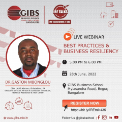 IRE Talks 435 | Best Practices and Business Resiliency | Webinar Session at GIBS Bangalore - Top BSchool Bangalore