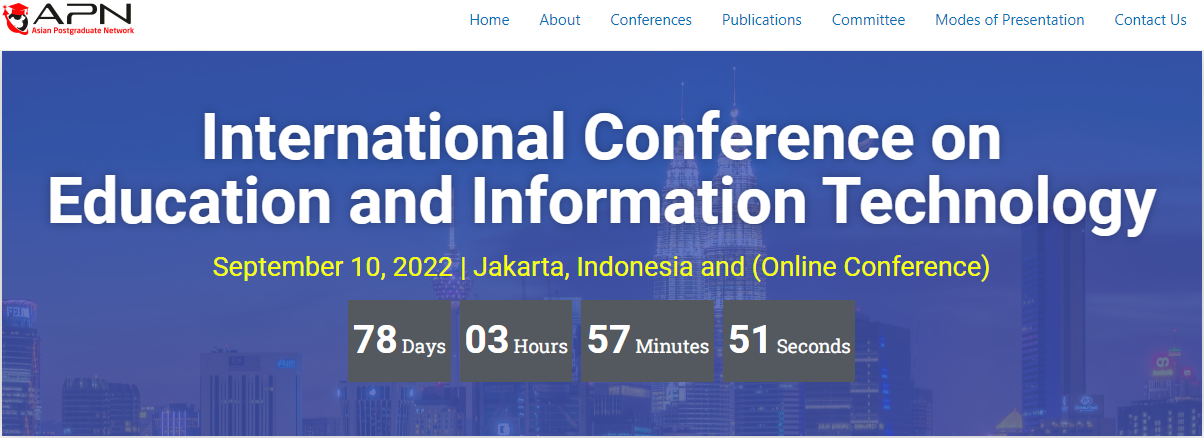 2022–International Conference on Education and Information Technology, 10 September, Jakarta, Online Event