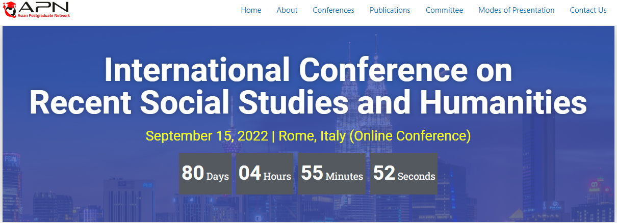 [ICRSH Virtual] International Conference on Recent Social Studies and Humanities, Online Event