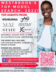 Westbrook's Top Model Search Saturday August 27th 2022 at the Westbrook Outlets, Westbrook CT!!