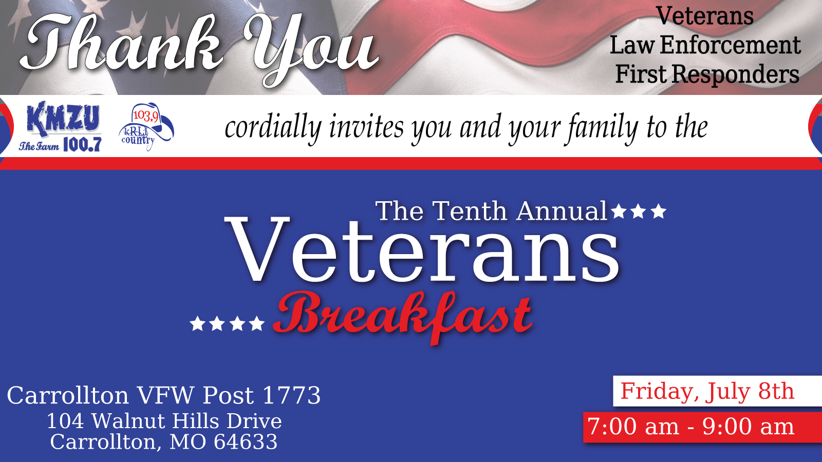 *Veterans Breakfast-KMZU/KRLI, Carrollton, Missouri, United States