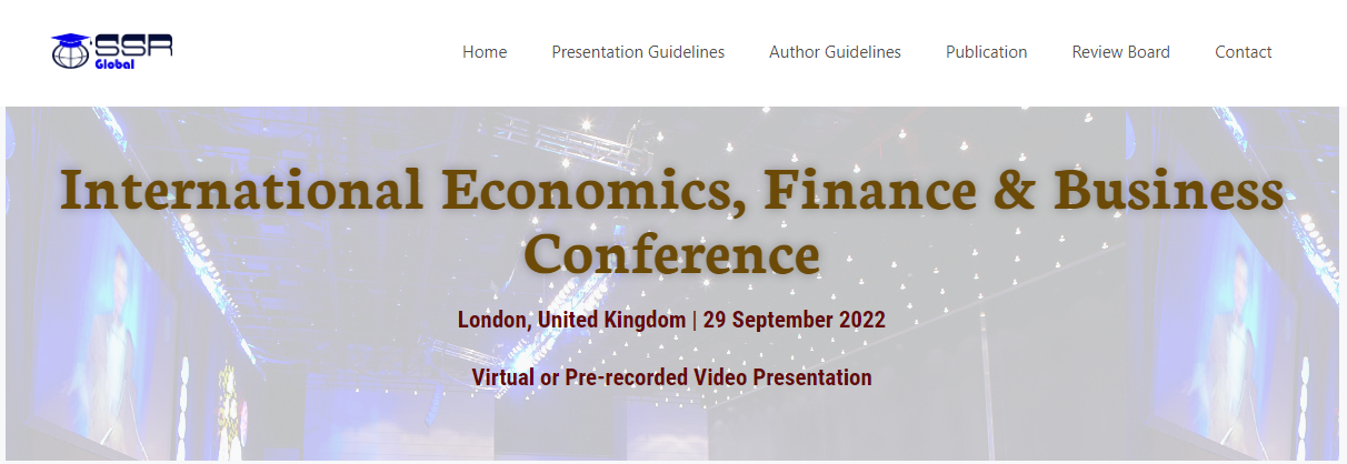 IEFBC London - International Economics, Finance & Business Conference, 29 Sept 2022, Online Event