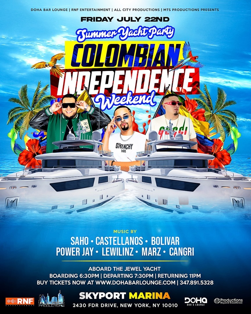 NYC #1 Summer Yacht Party at Jewel Yacht | Colombian Independence Weekend, New York, United States