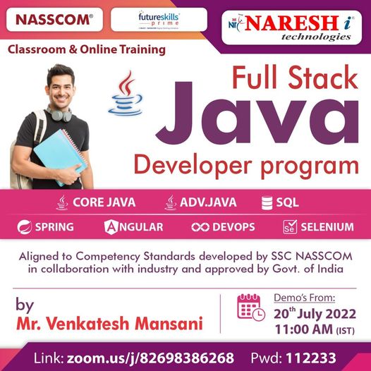 Free Demo On Full Stack Java Developer Program Training in NareshIT, Online Event