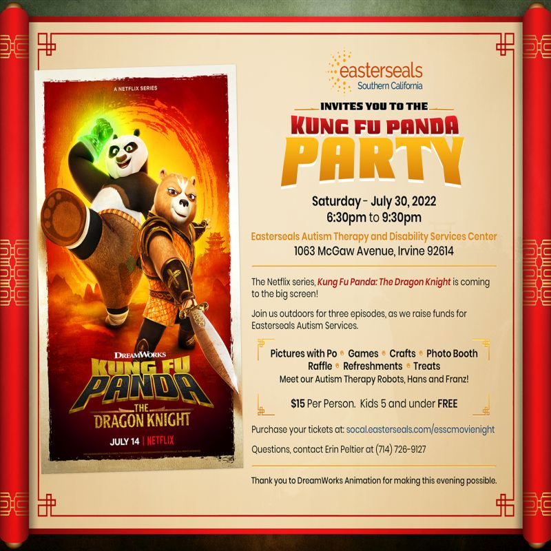 Kung Fu Panda Party: Screening and Easterseals Autism Therapy Services Fundraiser July 30th, Irvine, Irvine, California, United States