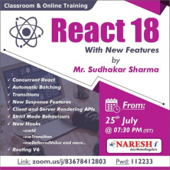 Attend Free Demo On React 18 with New Features by Mr. Sudhakar Sharma.