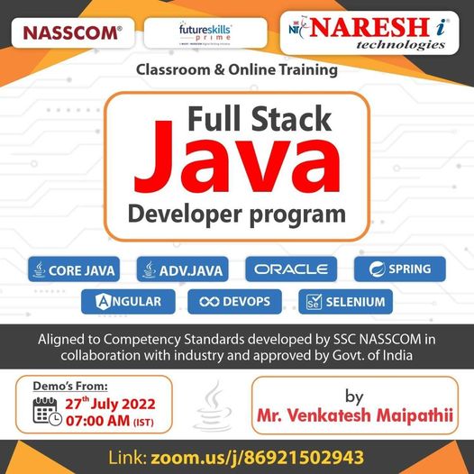 Free Demo On Full Stack Java Developer Program in Nareshit, Online Event