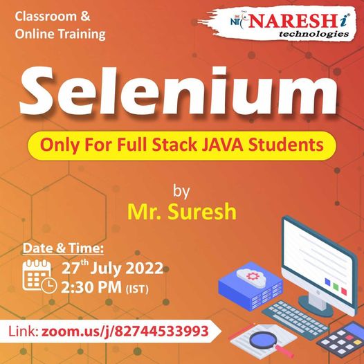 Attend Free Demo On Selenium By Mr. Suresh, Online Event