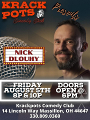 Comedian Nick Dlouhy at Krackpots Comedy Club