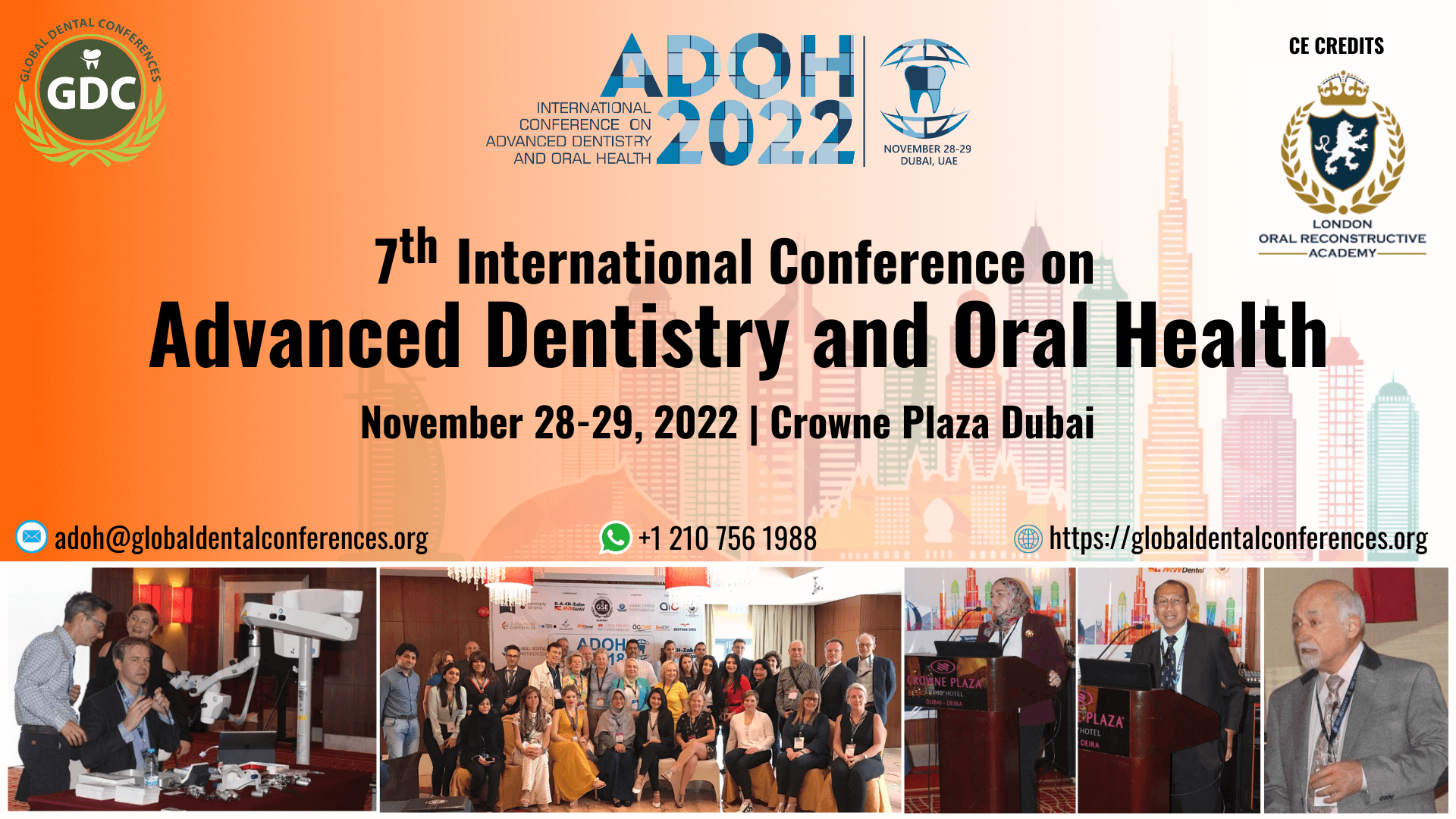 7th International Conference on Advanced Dentistry and Oral Health (ADOH 2022), Deira, Dubai, United Arab Emirates
