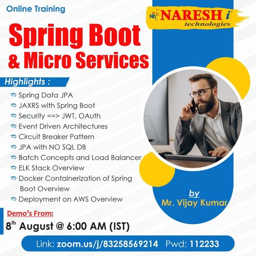 Free Demo On Spring Boot & MicroServices Online Course in NareshIT, Online Event