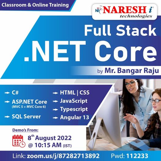 Attend Free Demo On Full Stack Dot Net Core Online Course in NareshIT, Online Event