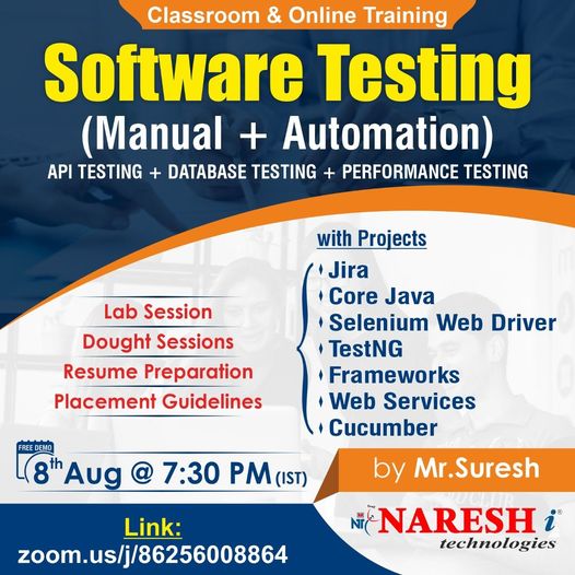 Attend Free Demo On Software Testing By Mr. Suresh, Online Event