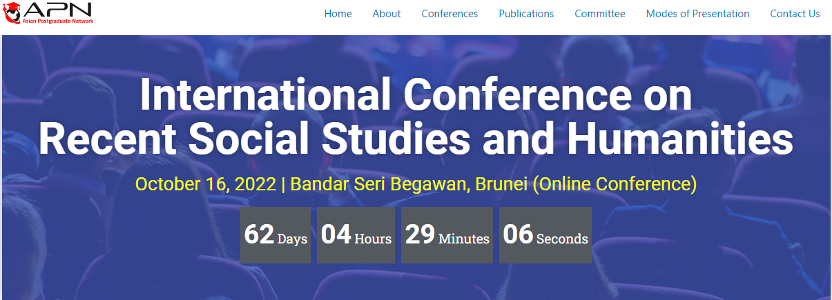 CFP: Recent Social Studies and Humanities - International Conference (ICRSH 2022), Online Event