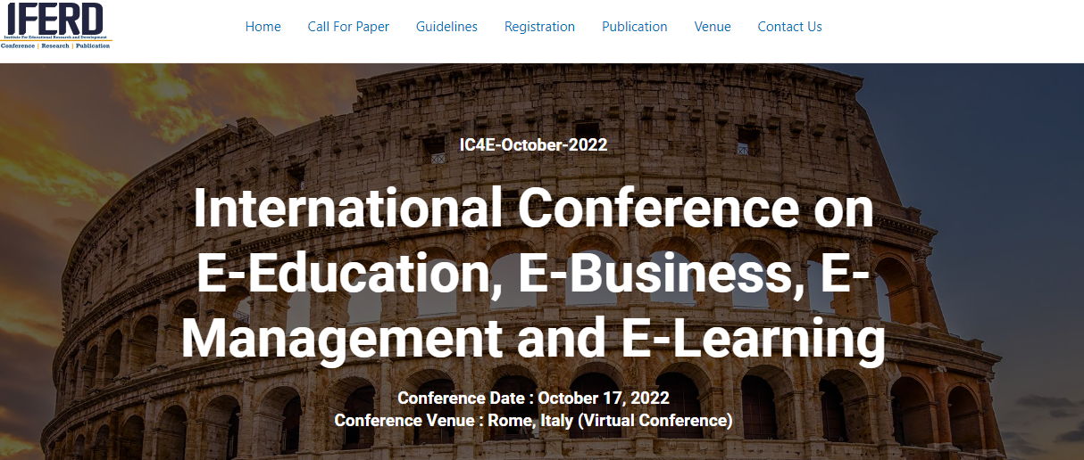 2022–International Conference on E-Education, E-Business, E-Management and E-Learning, 17 October, Rome, Online Event