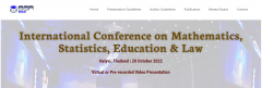 ICMSEL Hatyai - International Conference on Mathematics, Statistics, Education & Law, 20 October 2022