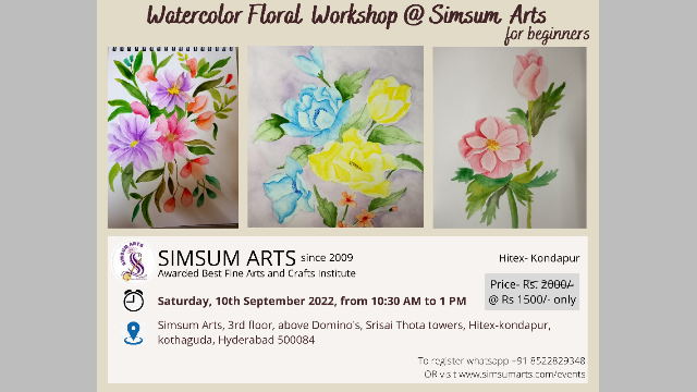 Watercolor Floral Workshop @ Simsum Arts, Hyderabad, Telangana, India