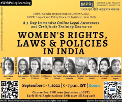 A 3-Day Immersive Online Legal Awareness and Certificate Training Programme on Women’s Rights, Laws and Policies in India