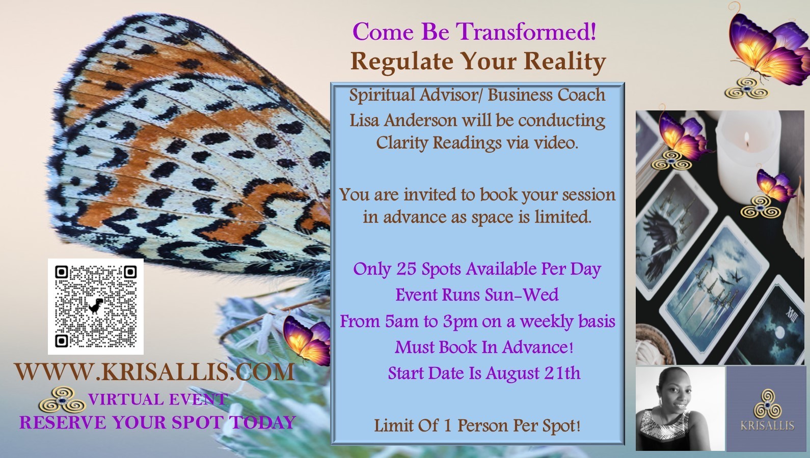 COME BE TRANSFORMED! CLARITY READINGS TO REGULATE YOUR REALITY, Online Event