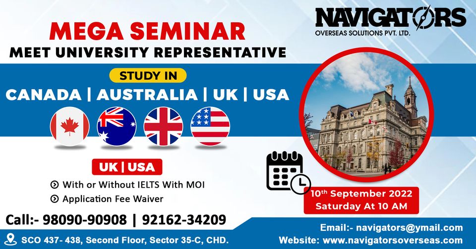 Navigators Overseas's Study Abroad Mega Education Seminar 2022 in Chandigarh, Chandigarh, India