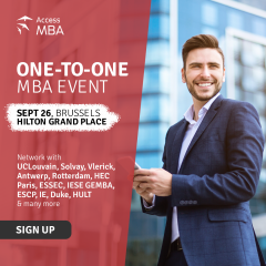 FOCUS ON LEADERSHIP, TAKE THE MBA WAY, AND MEET YOUR DREAM UNIVERSITIES AT THE FREE ACCESS MBA IN-PERSON EVENT IN BRUSSELS ON SEPTEMBER 26TH.