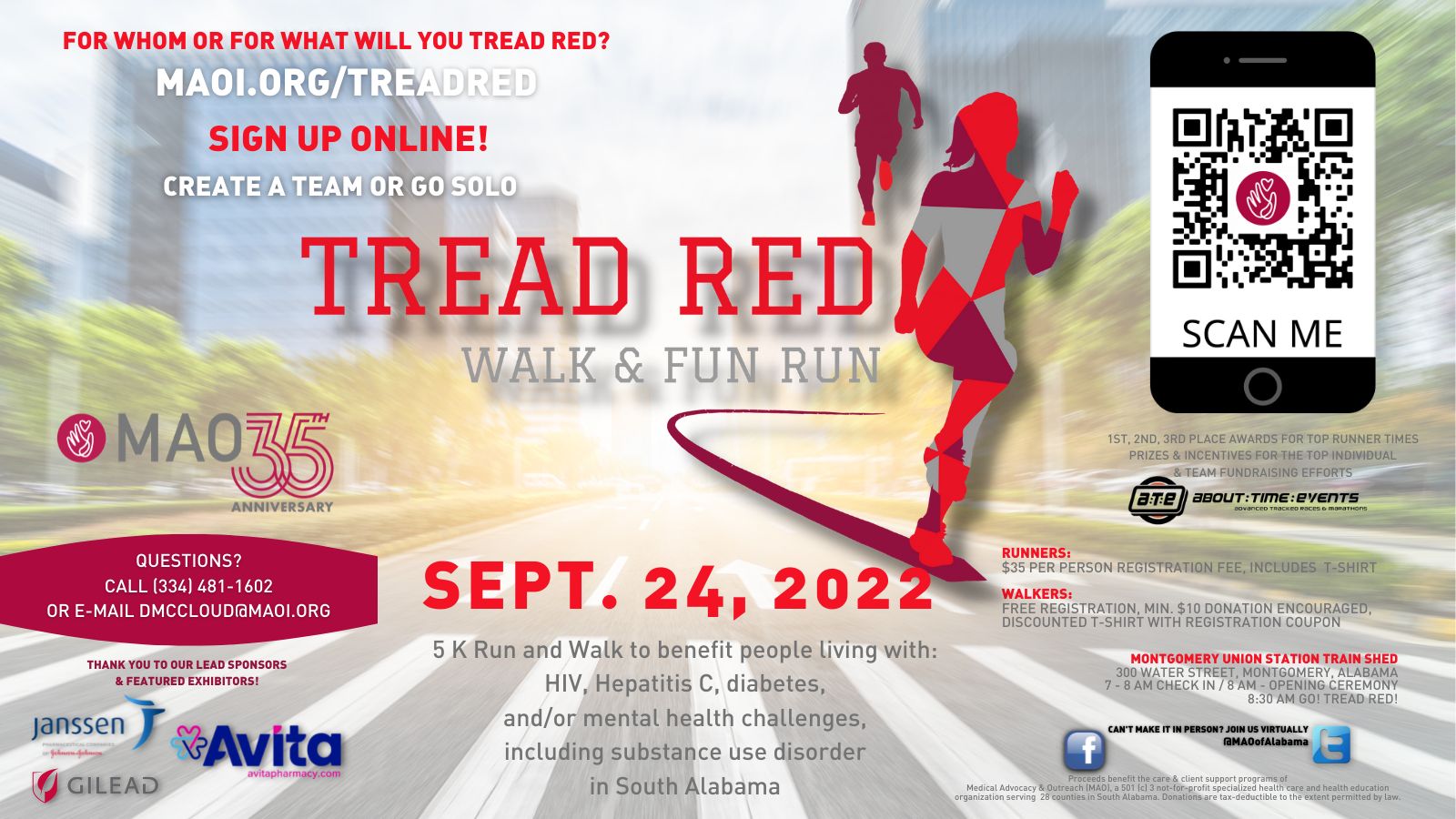 Tread Red Walk and Fun Run 2022, Montgomery, Alabama, United States