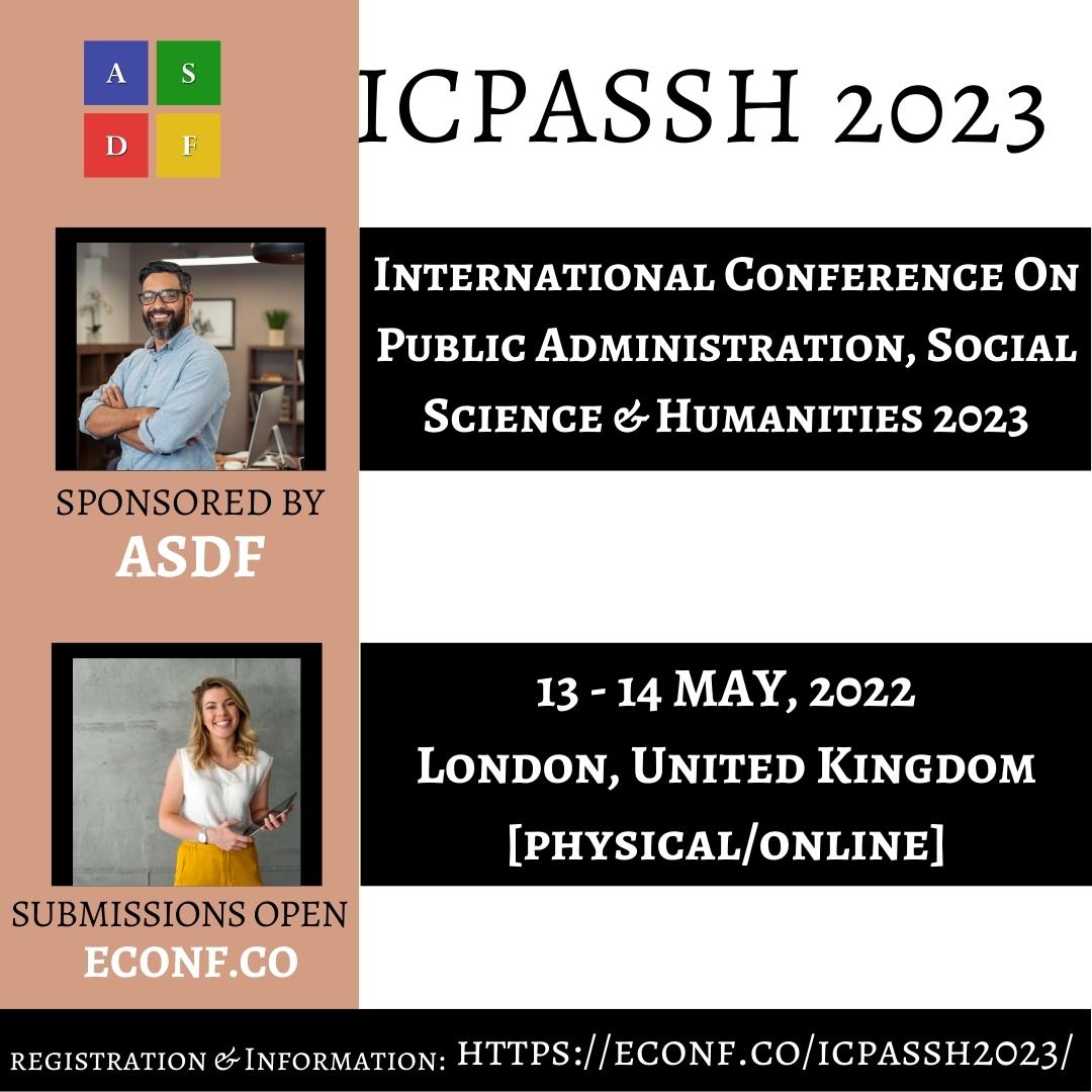 International Conference On Public Administration, Social Science & Humanities 2023, London, United Kingdom