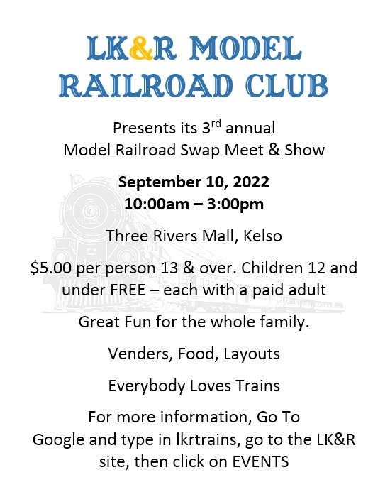 LKandR Model Railroad Club 3rd Annual Swap Meet and Show, Kelso, Washington, United States