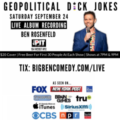 Be Part of A Live Comedy Special Filming: Geopolitical D*ck Jokes