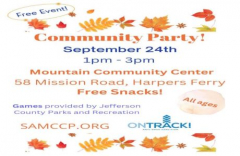 Community Party - September 24th at 1 pm - Mountain Community Center
