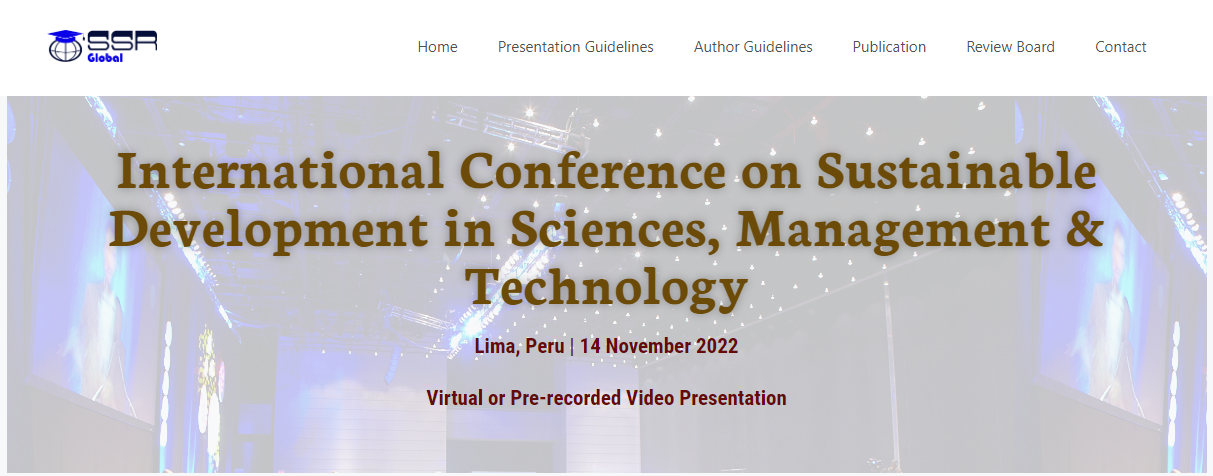 Online International Conference on Sustainable Development in Sciences, Management & Technology (ICDSMT 2022), Online Event