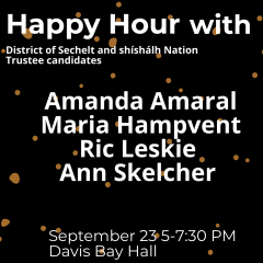Happy Hour with Candidates for School Board (Area 2) Sechelt and shishalh Nation