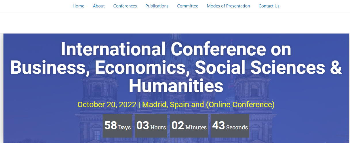 SCOPUS International Conference on Business, Economics, Social Sciences & Humanities (ICBESH), Online Event