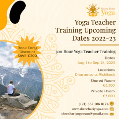 500 Hour Yoga Teacher Training august rishikesh 2023