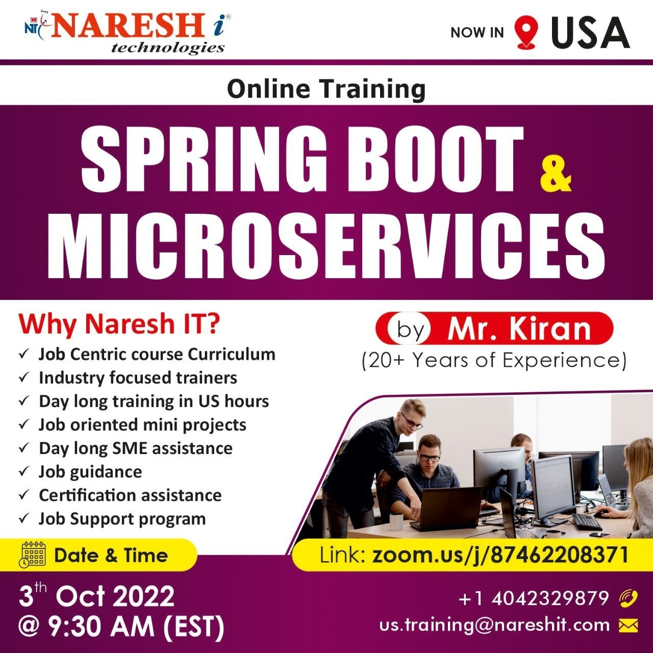 Springboot & Microservices Online Training Classes in the USA, Online Event