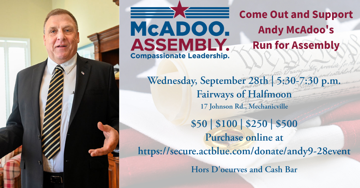 Fundraiser for Andy McAdoo, Candidate for NYS Assembly District 112, Halfmoon, New York, United States